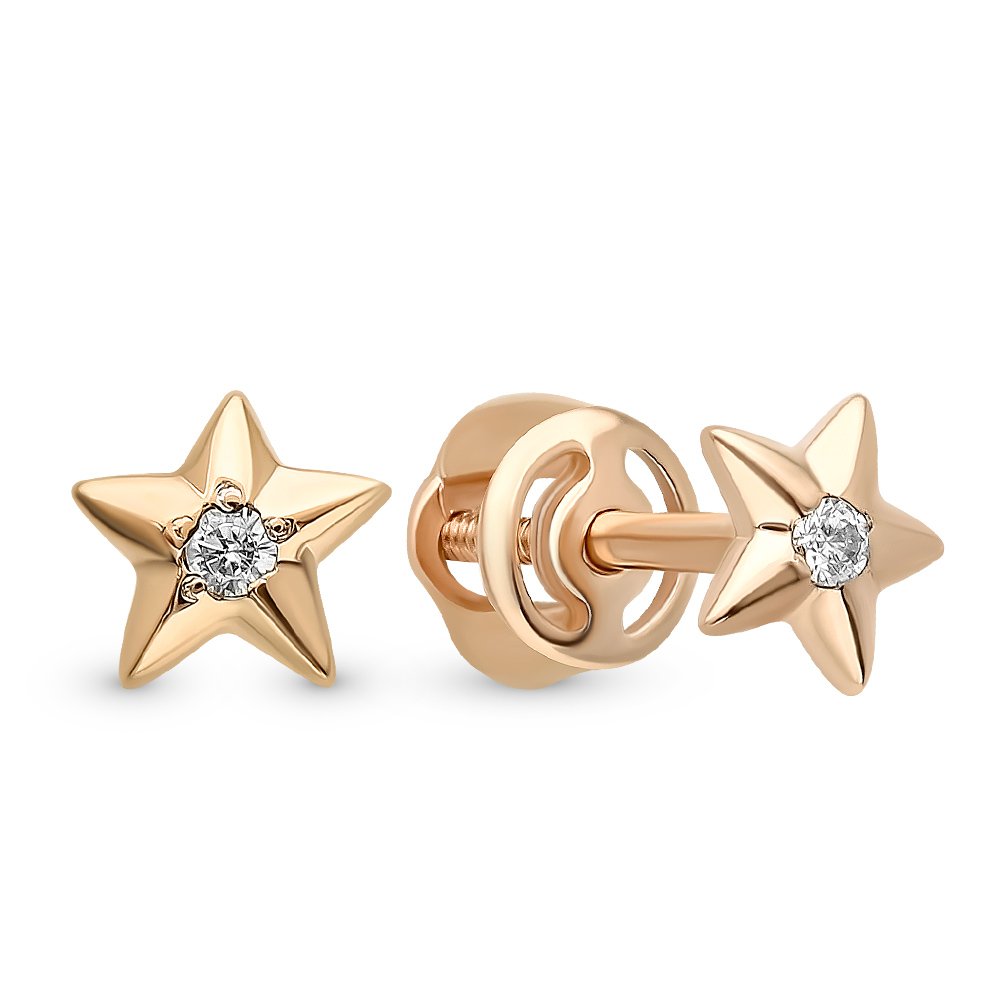 

Серьги пусеты из красного золота 585Gold 302006183, фианит, 302006183