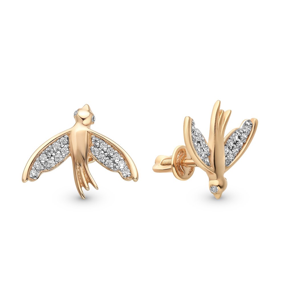 

Серьги из красного золота с фианитом 585Gold 302006186, 302006186