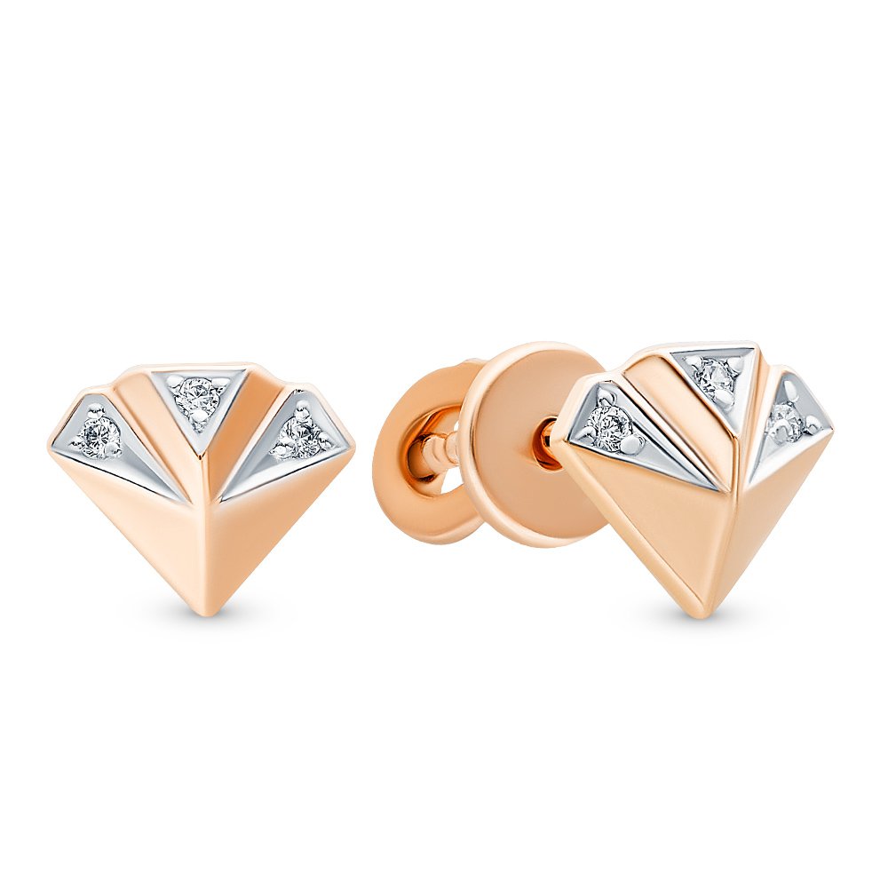 

Серьги из красного золота с фианитом 585Gold 302006261, 302006261
