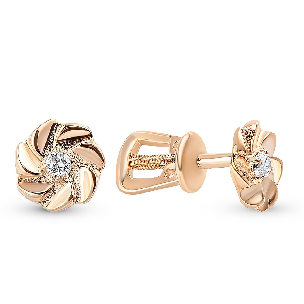 

Серьги из красного золота с фианитом 585Gold 302006239, 302006239