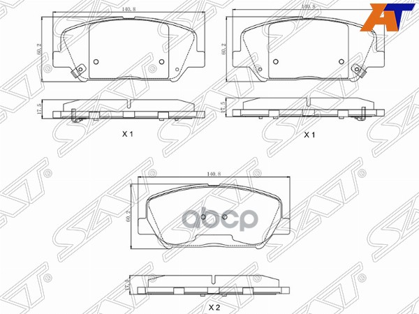 

Колодки Тормозные Перед Kia Ceed 12-/Hyundai I30 12- Sat арт. ST-58101-A6A75