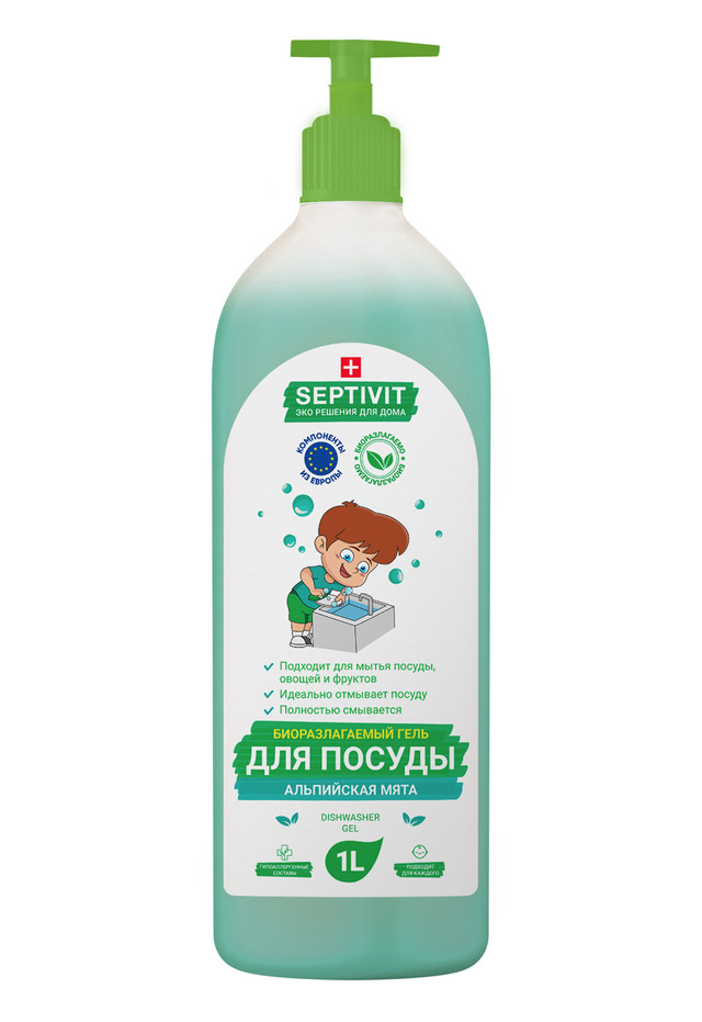 фото Средство для мытья посуды альпийская мята septivit premium 1л