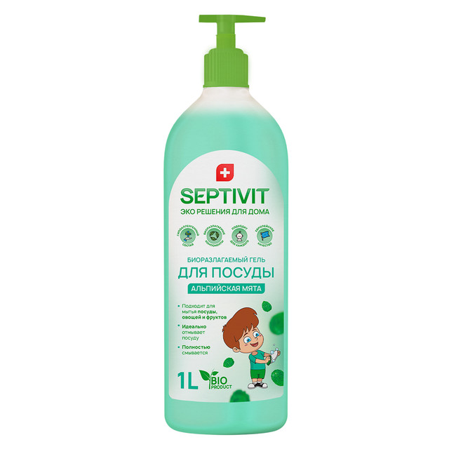 фото Средство для мытья посуды альпийская мята septivit premium 1л