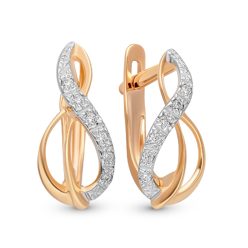

Серьги из красного золота 585Gold 302006244, фианит, 302006244