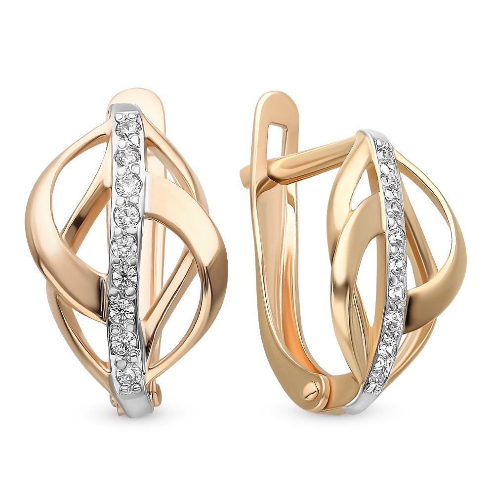 

Серьги из красного золота 585Gold 302006285, фианит, 302006285