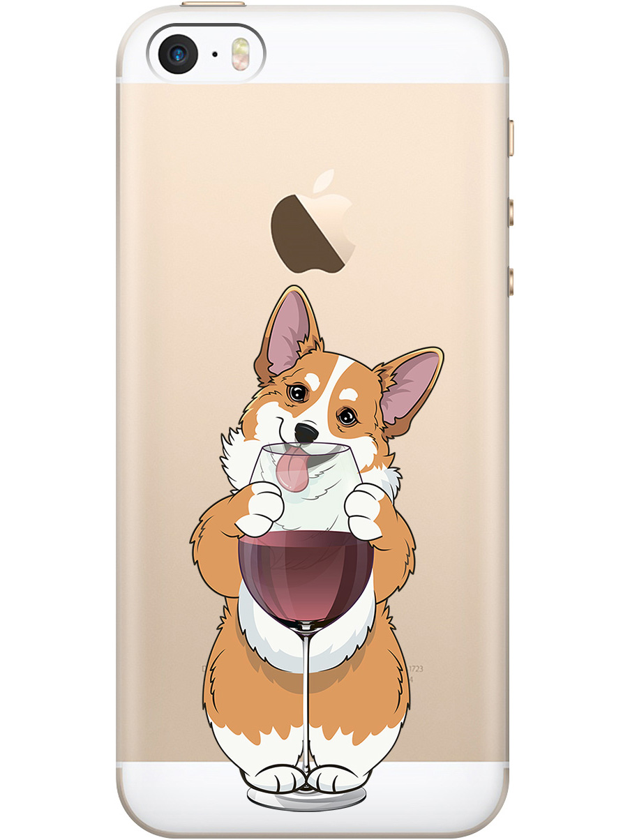 

Силиконовый чехол на Apple iPhone SE / 5s / 5 с принтом "Корги и бокал" прозрачный, Прозрачный;белый;бордовый, 713830261