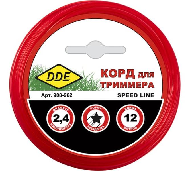 Корд триммерный на подвесе Speed line 2.4 мм, 12 м, красный, звезда DDE 908-962