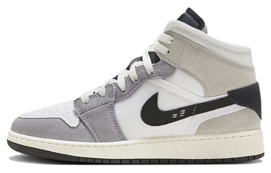 

Кеды унисекс Jordan Air Jordan 1 Mid Se Craft GS серые 38.5 EU, Серый, Air Jordan 1 Mid Se Craft GS