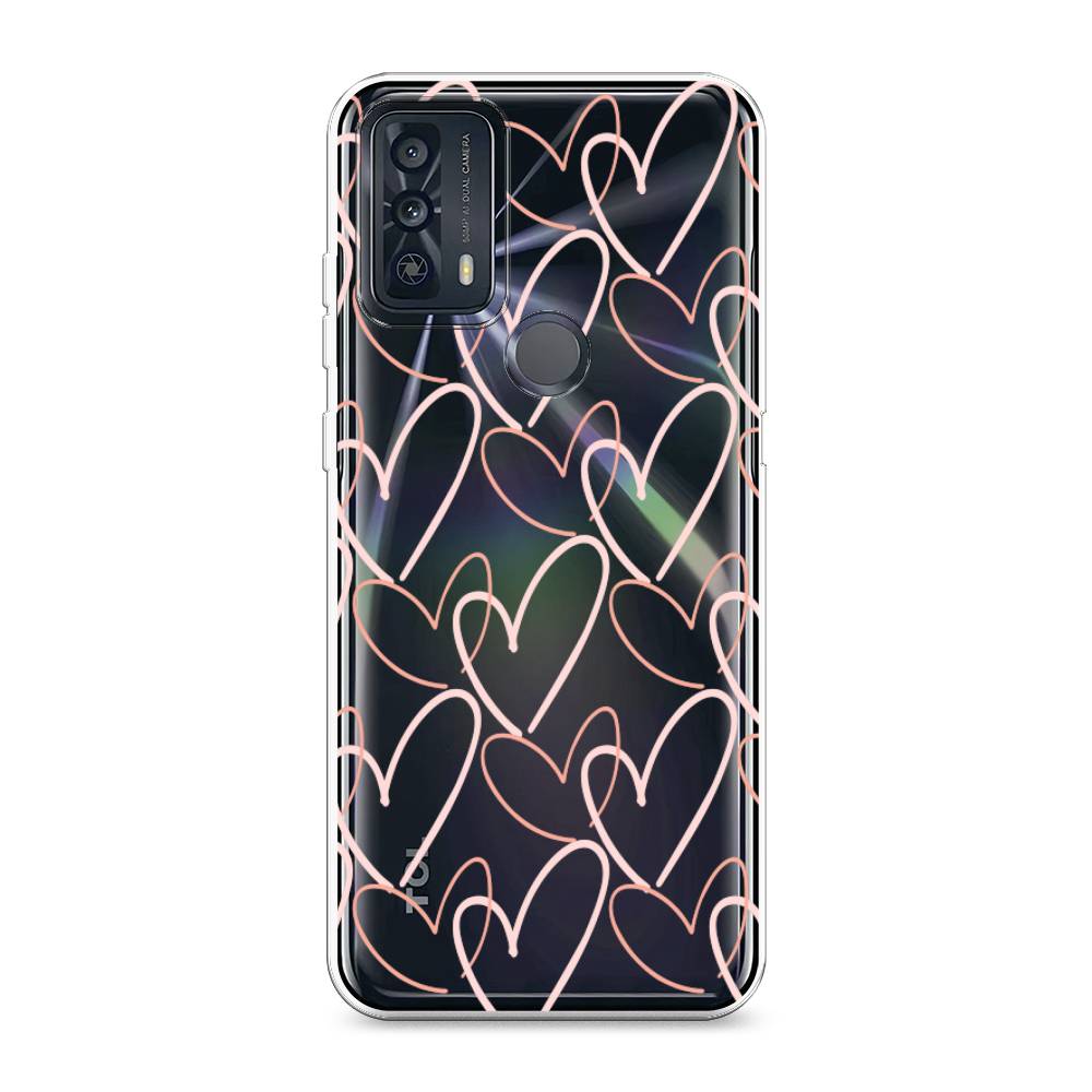 

Чехол для TCL 20B "Узор из сердечек", Розовый;бежевый, 290750-6