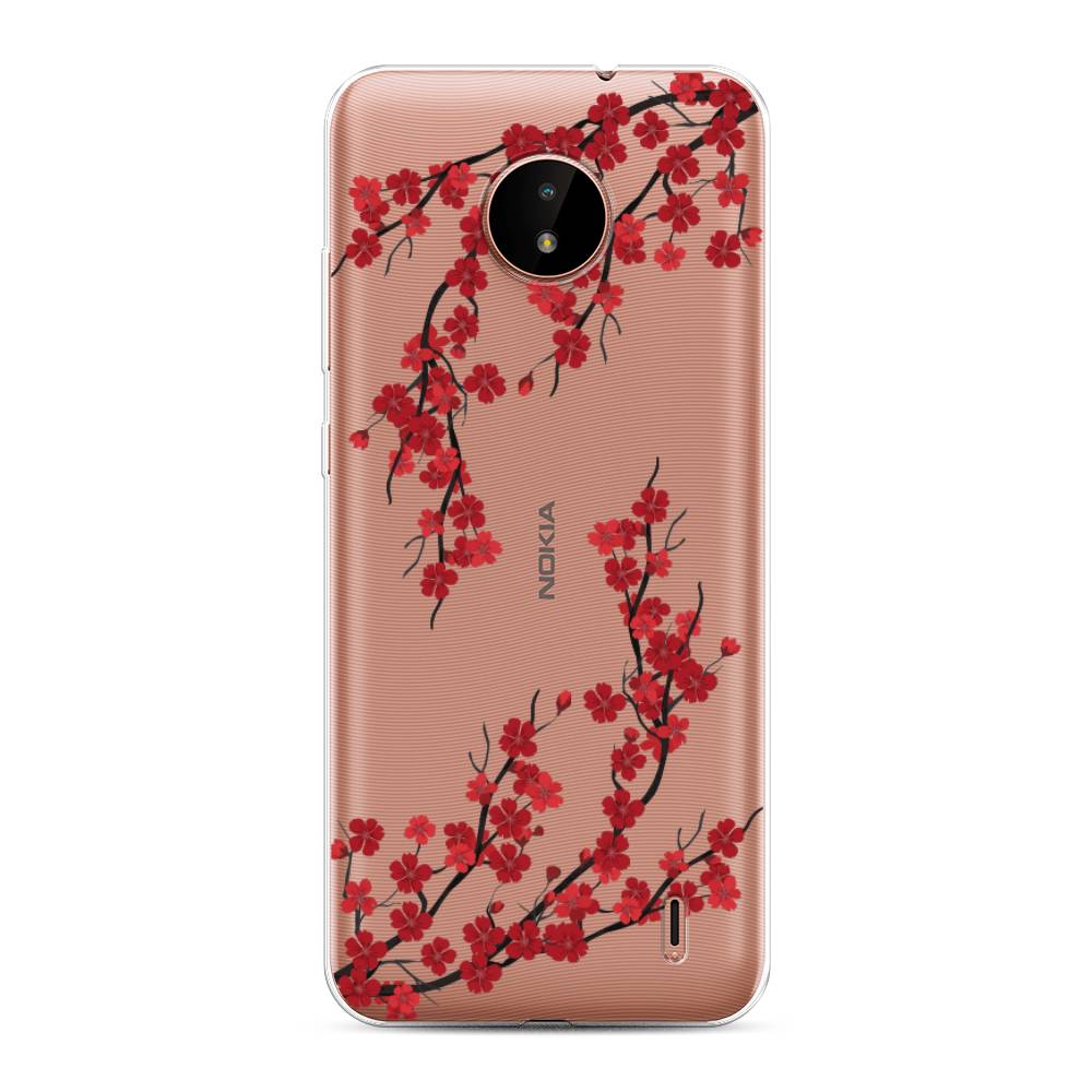 

Чехол на Nokia C10"Красная сакура", Красный;черный, 124350-2