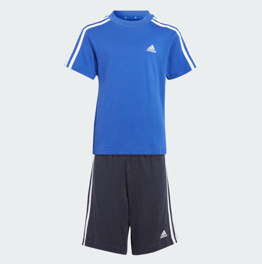 

Комплект Adidas для девочек, футболка и шорты, IJ6358, синий AETC, размер 128, IJ6358