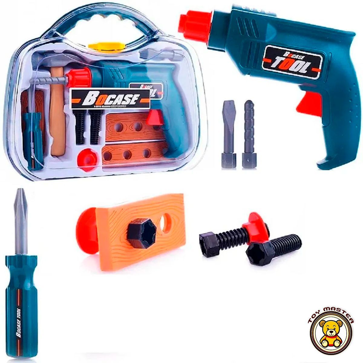 Игрушечный набор инструментов Tools с шуруповертом игрушечный инструмент power tools шлем строителя с фонариком на батарейках