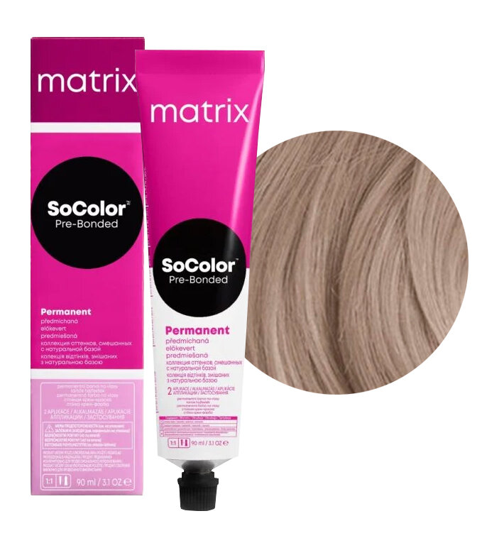 Краска для волос Matrix SoColor Pre-Bonded AV блондин пепельно-перламутровый 90 мл перманентная краска matrix socolor 7av блондин пепельно перламутровый 90 мл