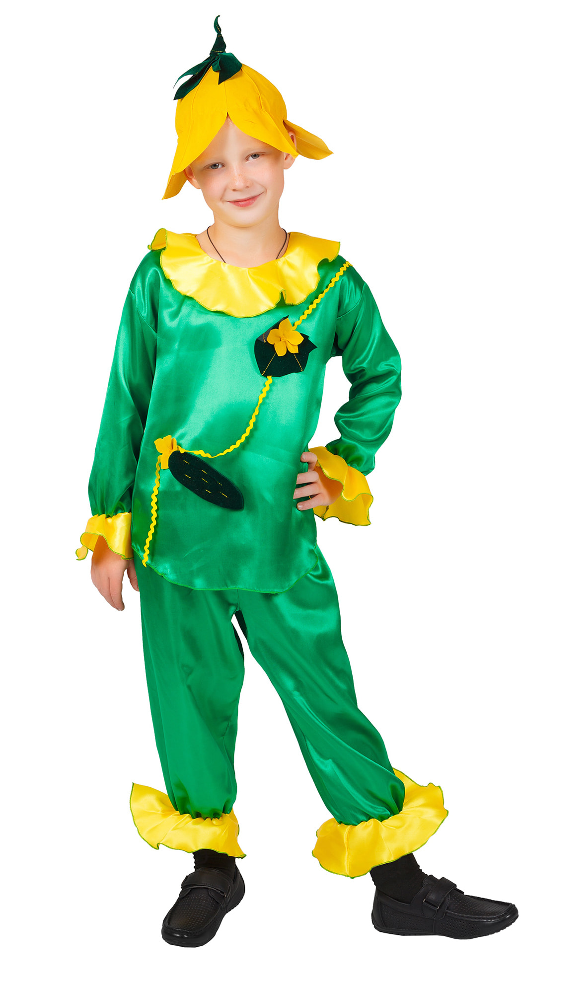 фото Костюм карнавальный элит классик огурец цветущий детский р.30 (122 см)