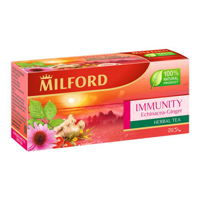 Напиток чайный Milford Immunity эхинацея-имбирь в пакетиках 1,75 г х 20 шт