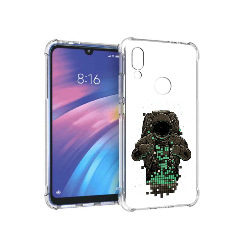 

Чехол MyPads Tocco для Xiaomi Redmi Y3 космонавт с пикселями, Прозрачный, Tocco