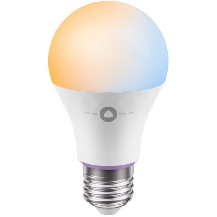 Умная лампа Яндекс, работает с Алисой, светодиодная, цветная, 8 Вт, 806 Лм, Е27, 220 В
