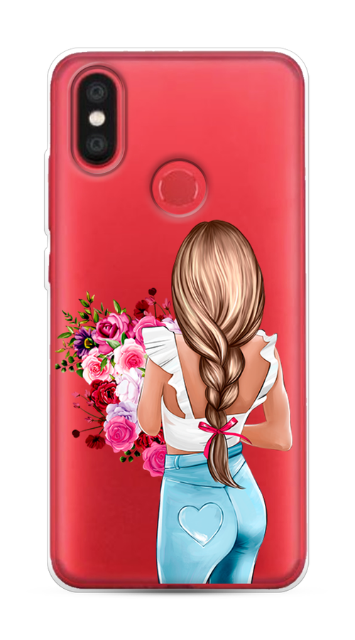 

Чехол на Xiaomi Mi 6X"Девушка с цветами", Коричневый;розовый;голубой, 33350-6