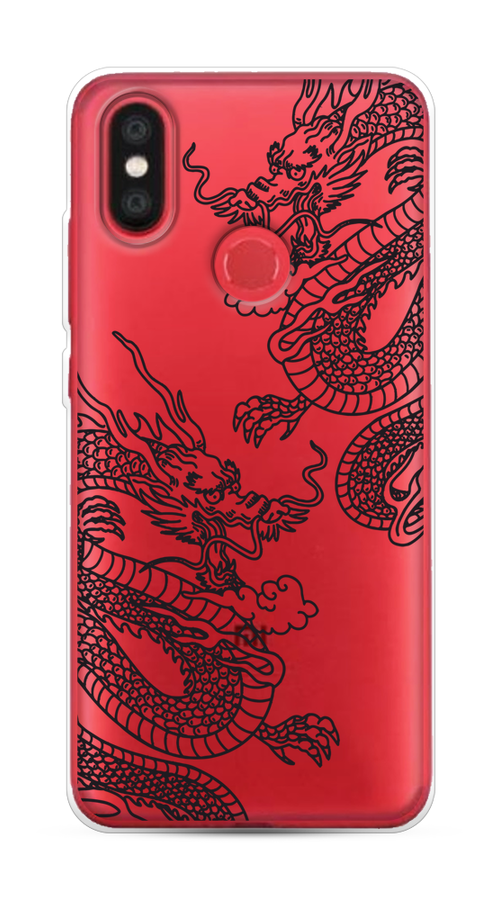 

Чехол на Xiaomi Mi 6X"Два китайских дракона", Серый;черный, 33350-1