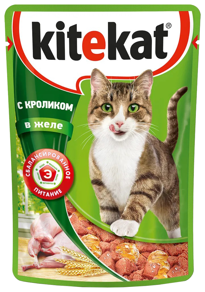

Влажный корм для кошек Kitekat с кроликом в желе, 85 г, кролик 85 г