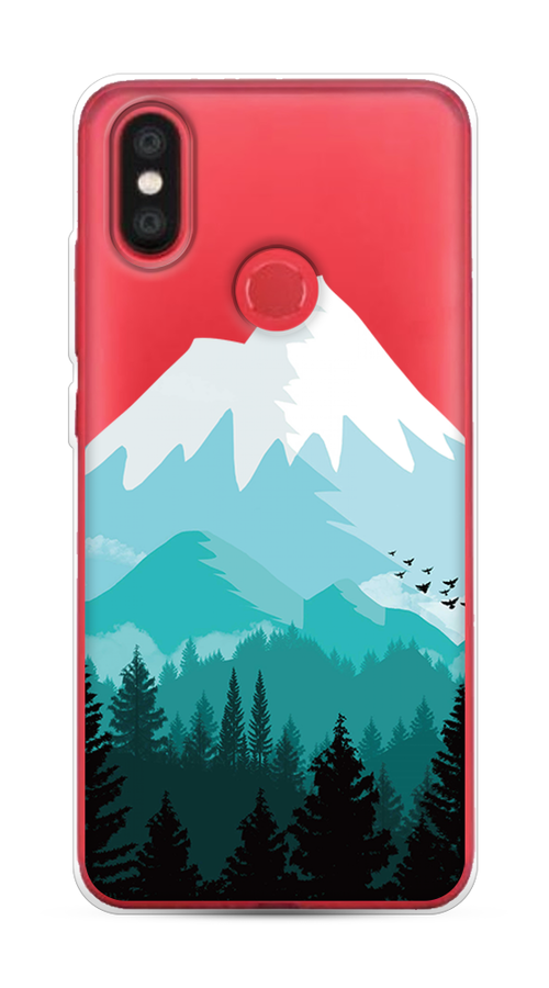 

Чехол на Xiaomi Mi 6X"Синяя снежная гора", Белый;голубой, 33350-2