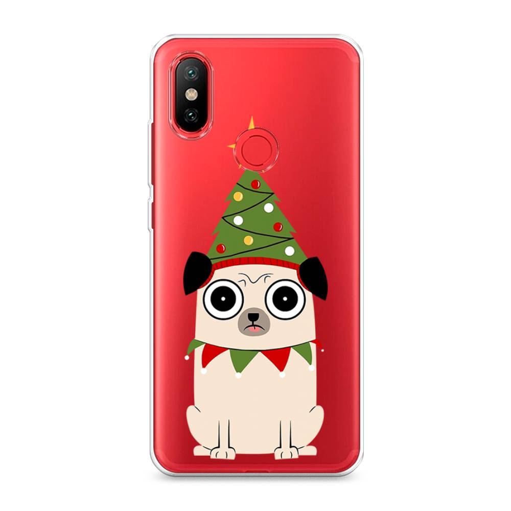 

Чехол на Xiaomi Mi 6X"Собачка с ёлочкой", Бежевый;красный;зеленый, 33350-1