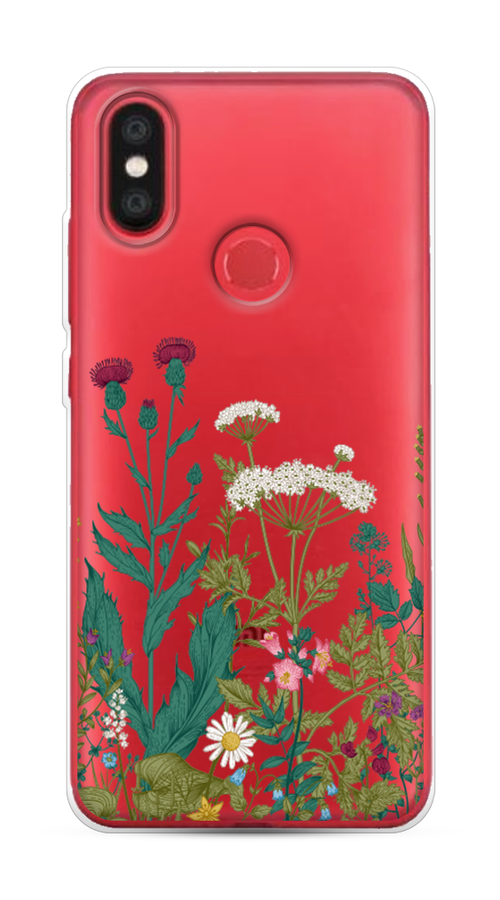 

Чехол на Xiaomi Mi 6X"Дикие полевые цветы", Зеленый;розовый;белый, 33350-2