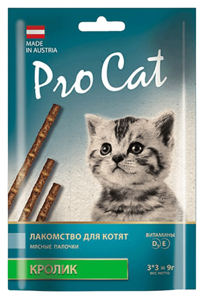 фото Лакомство для котят pro cat лакомые палочки с кроликом, 24 шт по 3*3г