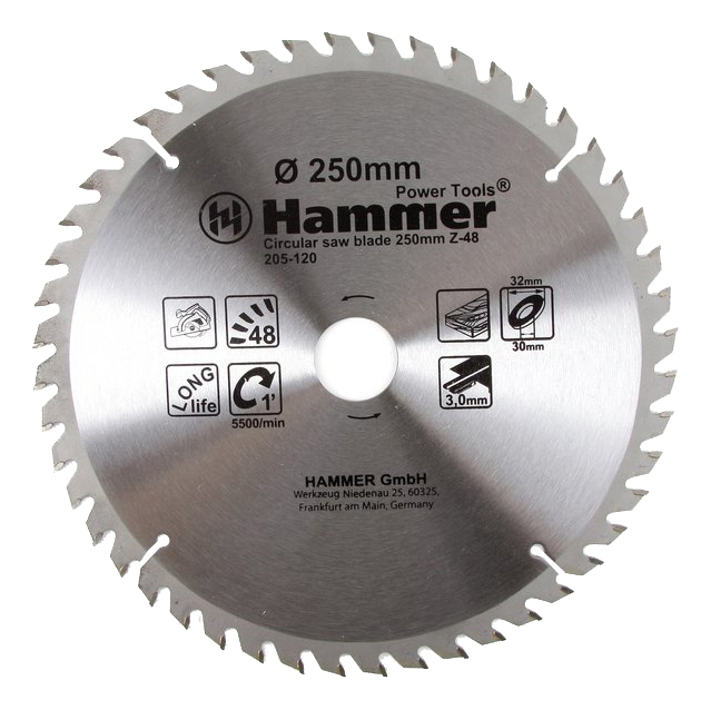 фото Пильный диск по дереву hammer flex 205-120 csb wd (30670)