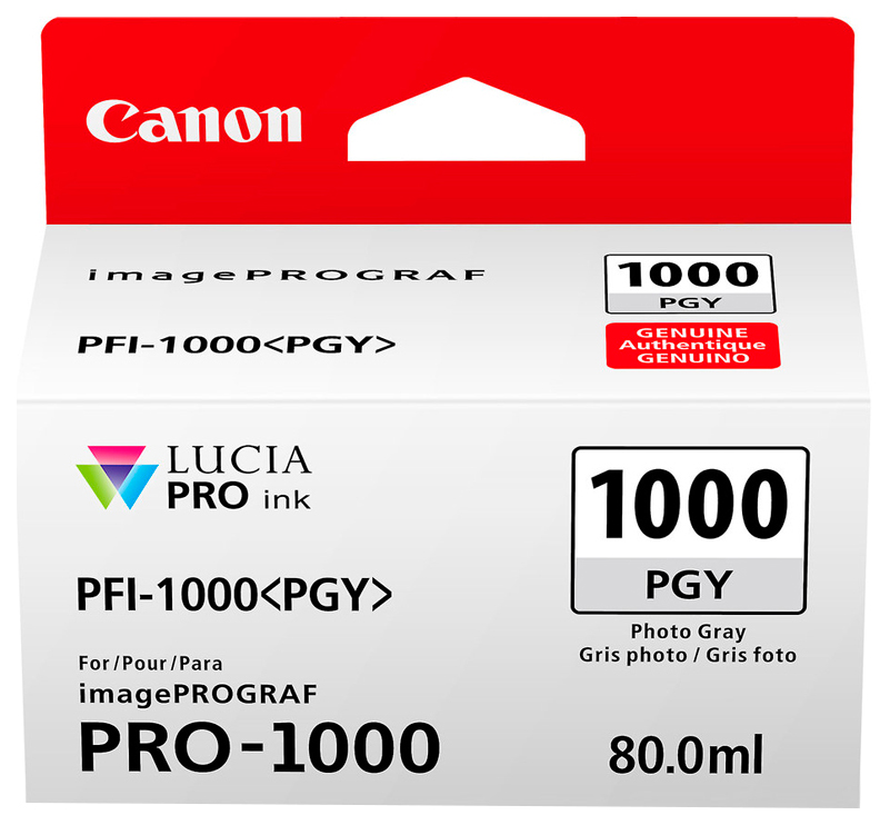 фото Картридж для струйного принтера canon pfi-1000 pgy (0553c001) серый, оригинал