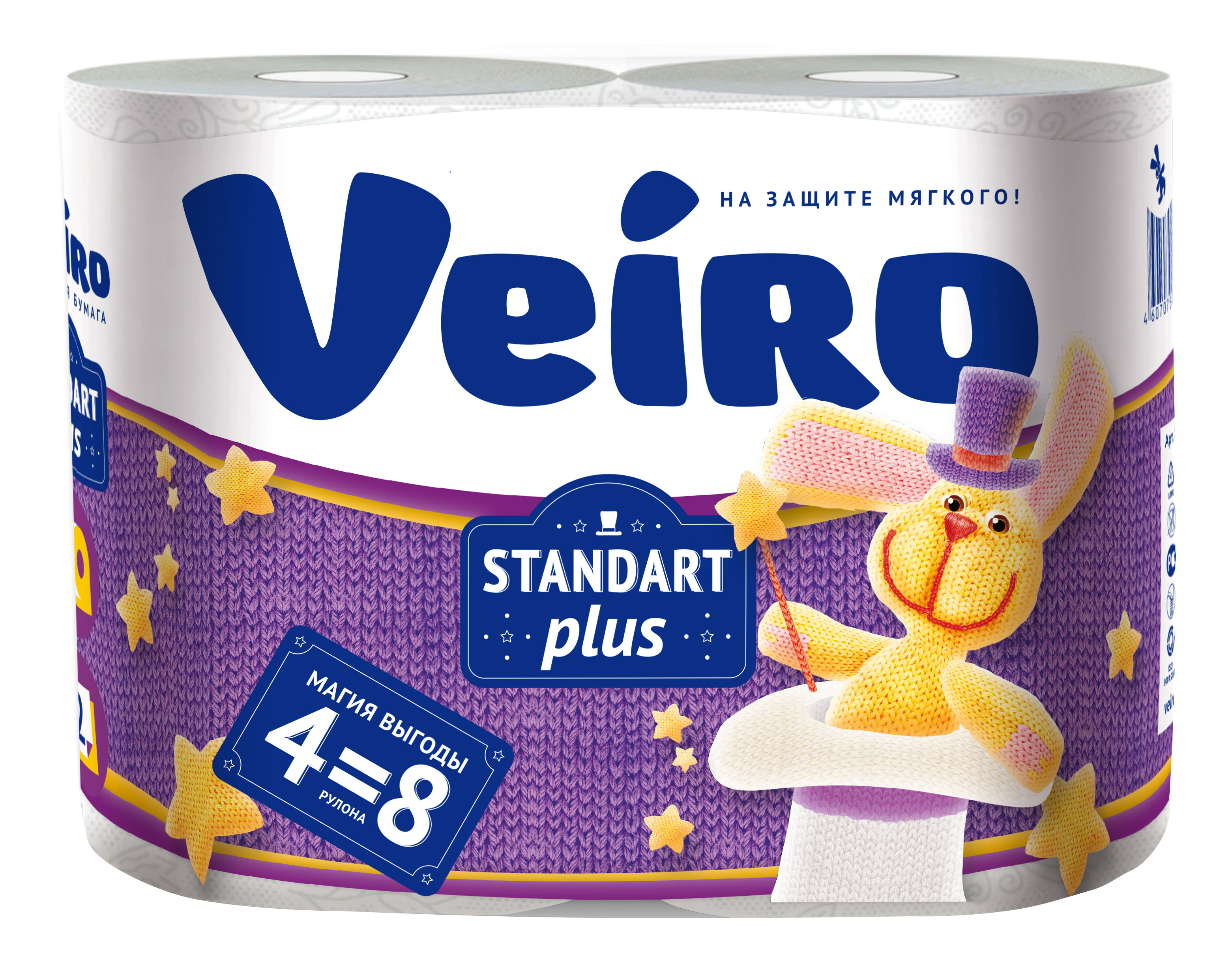 Купить Туалетная бумага Veiro 2-ух слойная 4 шт., туалетная бумага Standart Plus 3c24 4 шт
