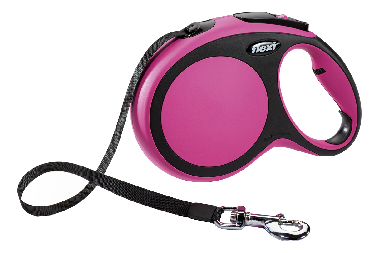 

Рулетка-поводок FLEXI New Comfort L до 50кг лента, 8м, черный, розовый, New Comfort