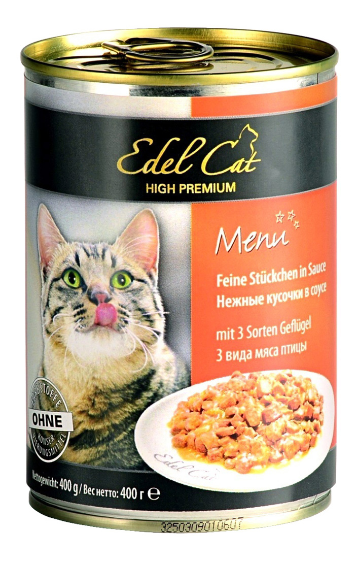 Консервы для кошек Edel Cat, c 3 видами мяса птицы, 400г