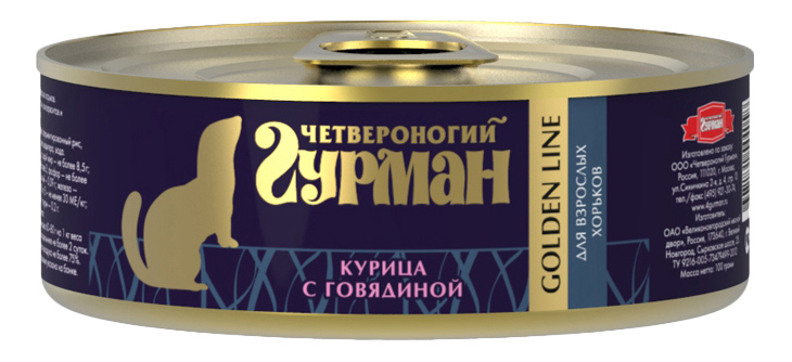 Влажный корм для хорьков Четвероногий Гурман Golden Line курица с говядиной, 100г