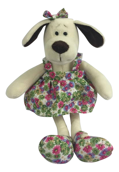 фото Мягкая игрушка teddy собака в платье с цветами, 16 см