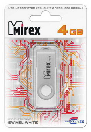 Флешка MIREX Swivel 4ГБ White (13600-FMUSWT04)