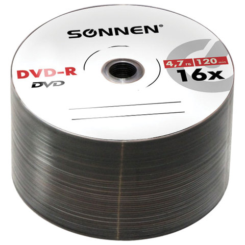 фото Диски dvd-r "sonnen", 4,7 gb, 16x, bulk 50 штук