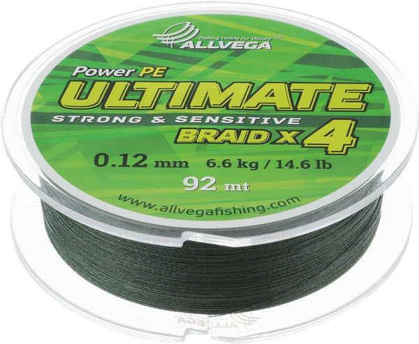 Леска плетеная Allvega Ultimate 0,12 мм, 92 м, 6,6 кг, light green