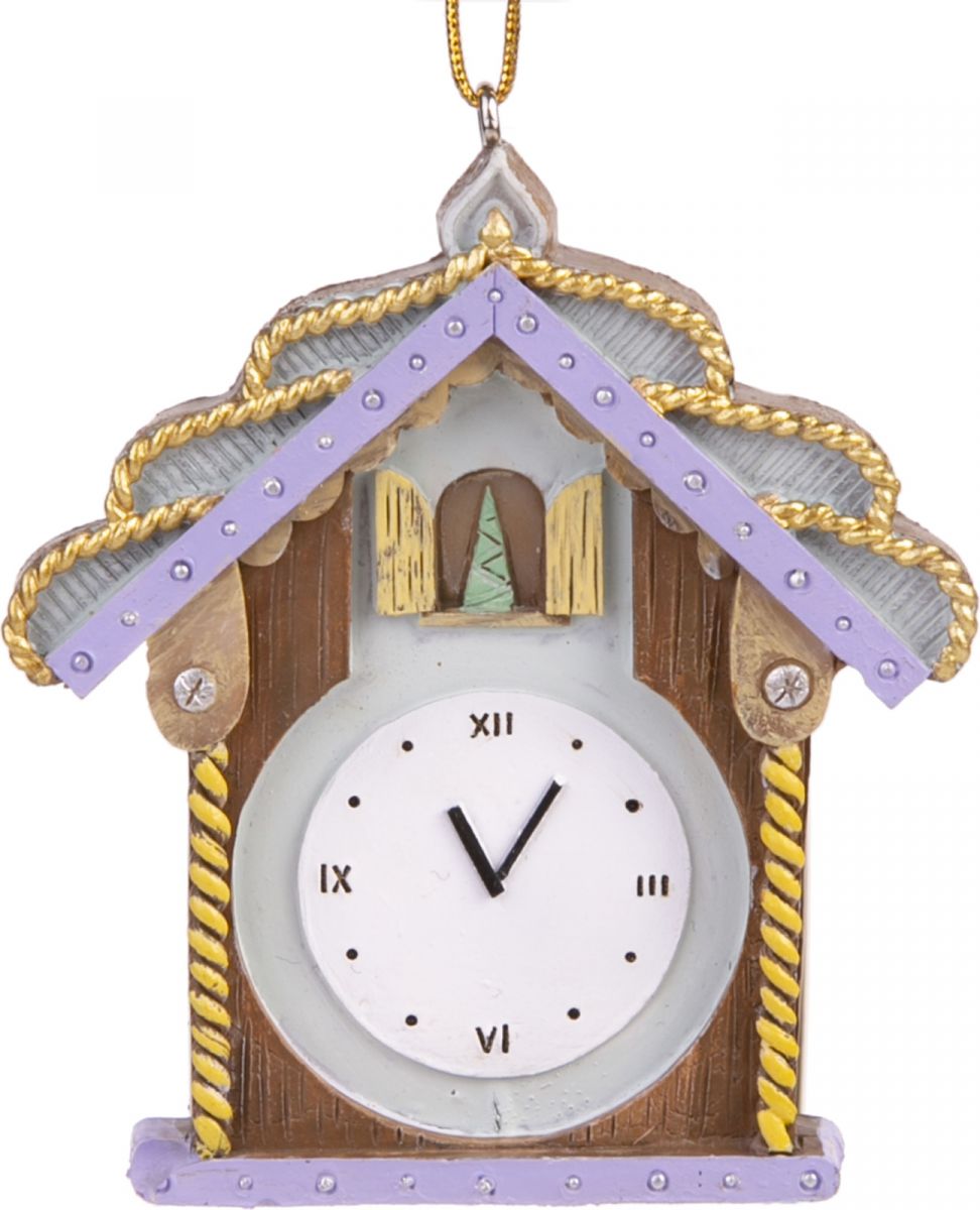 фото Елочная игрушка феникс present часы-домик 80306 7 см 1 шт.