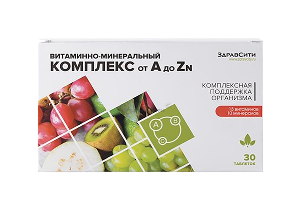 Купить Витаминно-минеральный комплекс Здравсити от A до Zn 630 мг таблетки 30 шт., NoBrand
