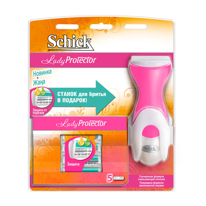 Станок для бритья  Schick Lady Protector с 1 кассетой + 5 кассет в упаковк