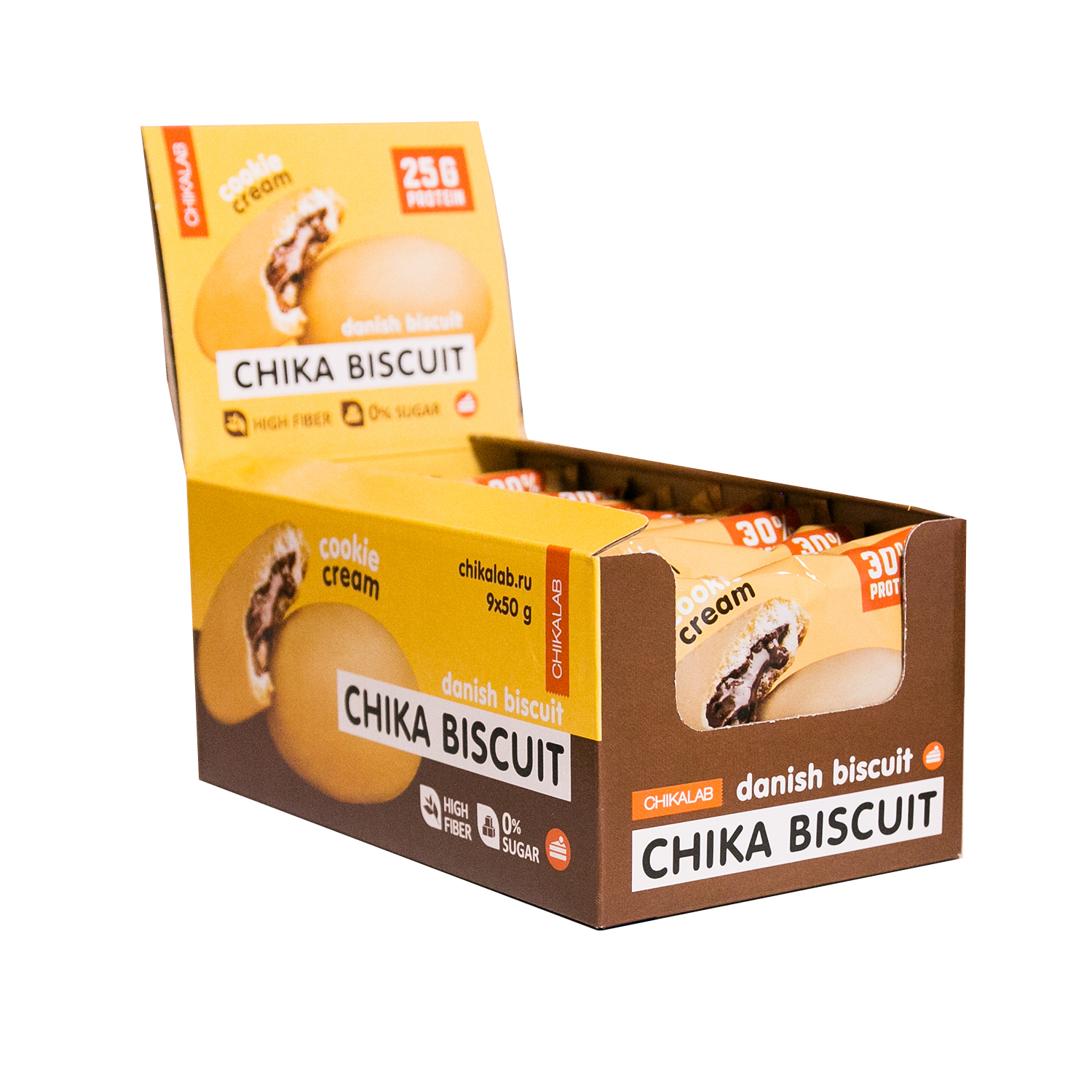 фото Протеиновое печенье bombbar chikalab chika biscuit 9 шт. по 50 г датский бисквит