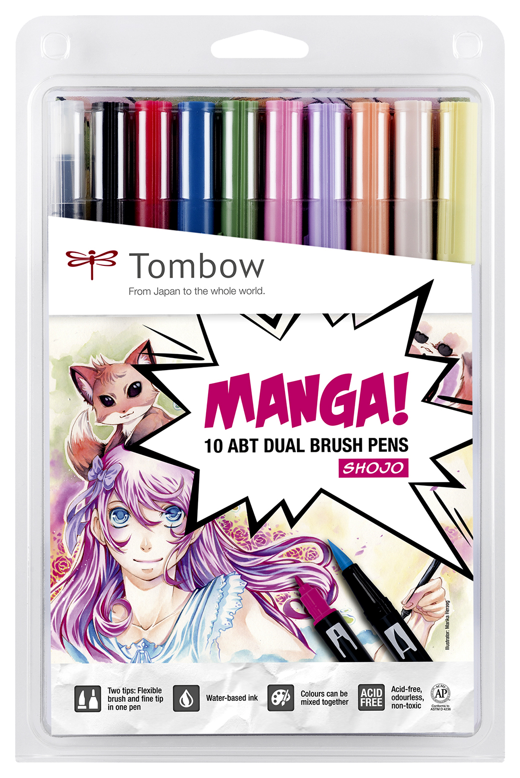 фото Набор брашпенов tombow abt dual brush pens manga! shojo 10 шт