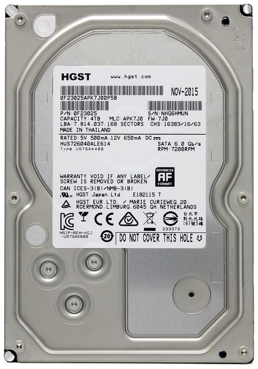 фото Жесткий диск hgst ultrastar 7k6000 4тб (hus726040ale614)