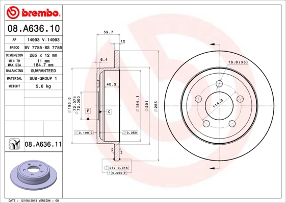 фото Тормозной диск brembo 08a63610