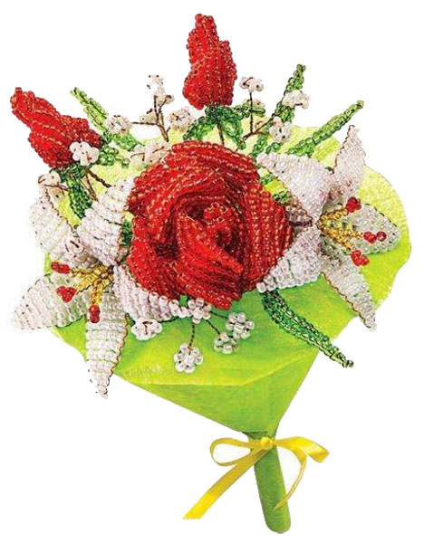 фото Набор для творчества клеvер букет из бисера розы и лилии