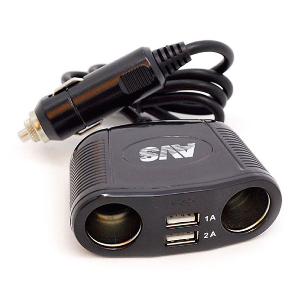 

Разветвитель для прикуривателя AVS 12.5A 2 гн. 2 USB