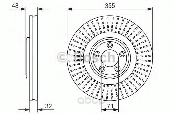 фото Тормозной диск bosch передний для jaguar fx 08-, xj 10-, xk 06- d=355мм. 0 986 479 754