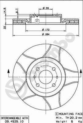 фото Тормозной диск brembo 09.4939.75