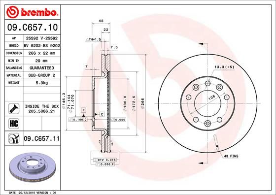 фото Тормозной диск brembo 09.c657.11